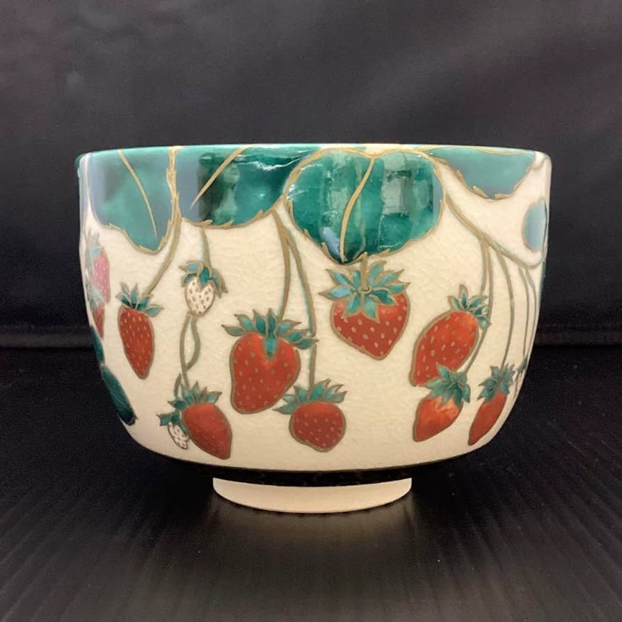 抹茶碗　苺ノ絵　清閑寺窯　杉田眞龍作　新品　共箱入 抹茶碗 苺ノ絵 清閑寺窯 杉田眞龍作 新品 共箱入